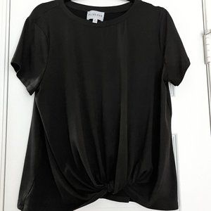 Olive + Oak black tee with from knot